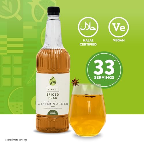 Simply - Spiced Pear Winter Warmer Syrup, Vegan & Nut Free Flavoured Beverage Syrup