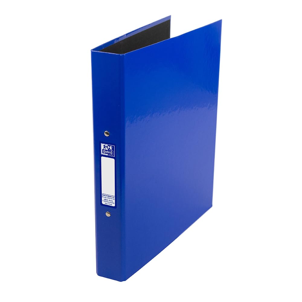 Oxford Premium A4 Ring Binder, Blue Single Folder, 25mm Capacity, Laminated