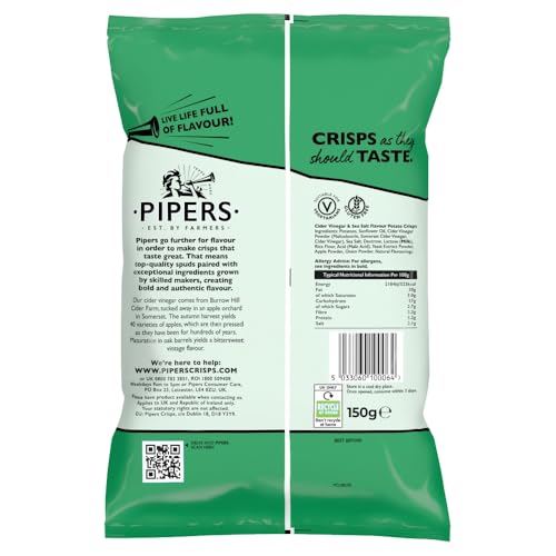 Pipers Burrow Hill Cider Vinegar & Sea Salt Sharing Crisps 150g 6