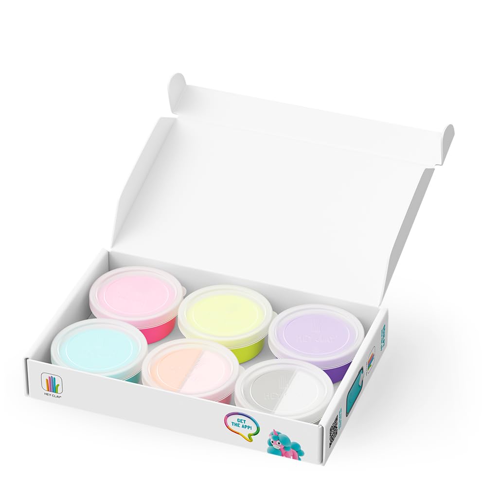 HEY CLAY Rainbow Unicorns Modelling Set - 6 Cans Air Dry Clay | Ages 3+ | Non-Toxic 2
