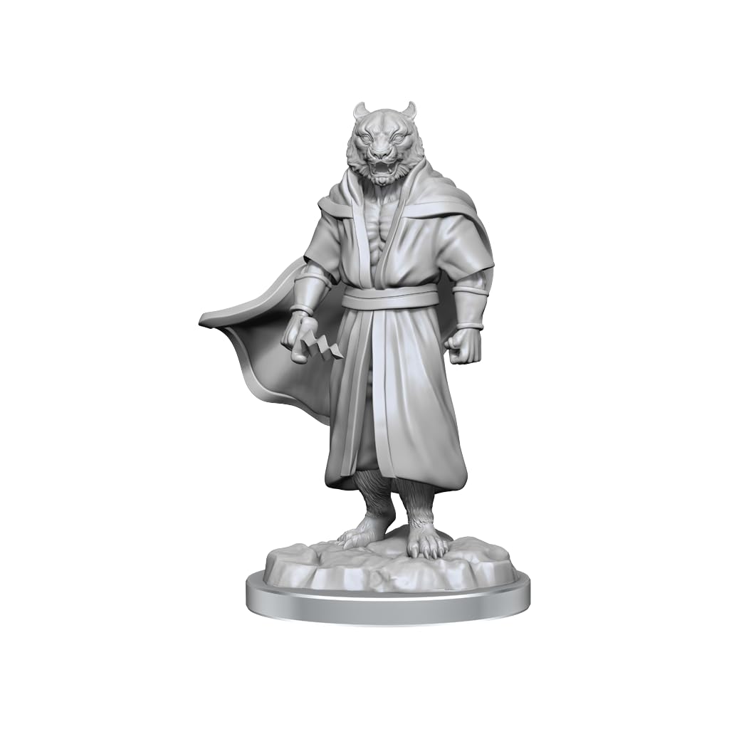 WizKids Critical Role Unpainted Miniatures: Male Human Sorcerer Merchant & Tiger Demon (82640)
