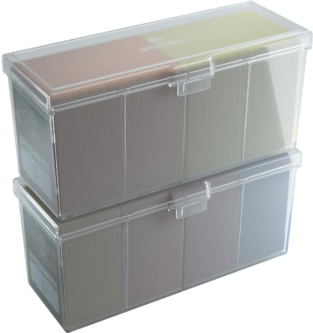 Gamegenic Fourtress 320-Card Deck Holder - Rigid Stackable Box with Lock, Clear