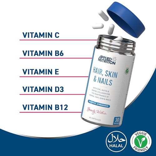 Applied Nutrition Haar, Haut, Nägel – Nahrungsergänzungsmittel mit Biotin und Meereskollagen (60 Kapseln) 11