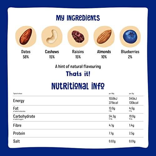 Nakd Blueberry Muffin Raw Fruit & Nut Bars - Vegan, Gluten Free, No Added Sugar - 35g x 18