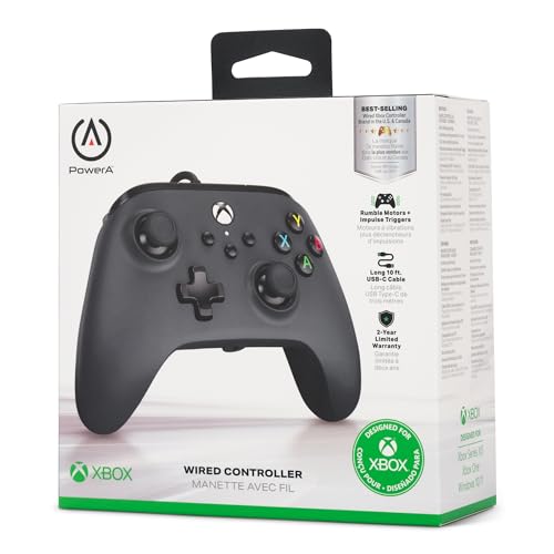 PowerA Wired Controller for Xbox Series X|S, Xbox One, PC - Officially Licensed with Dual Rumble, Immersive Triggers, 10ft USB-C Cable 10