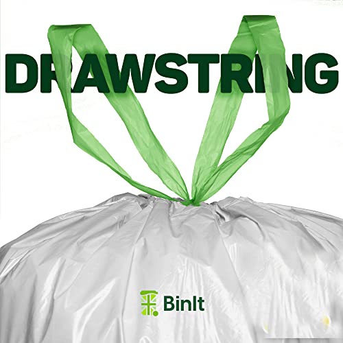 BIN IT 40 White Drawstring 50L Strong & Secure Refuse Sacks - Recycled LDPE Bin Bags