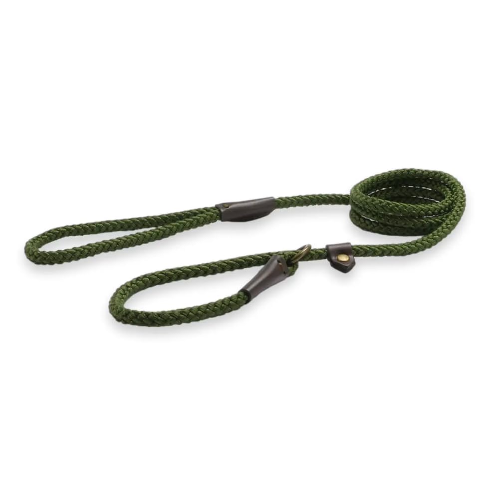 Ancol Heritage Nylon Rope Slip Lead - 1.5m Length x 8mm Width, Green