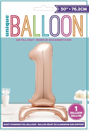 Rose Gold Foil Number 1 Balloon - 76cm Free-Standing Party Decor for Milestone Events