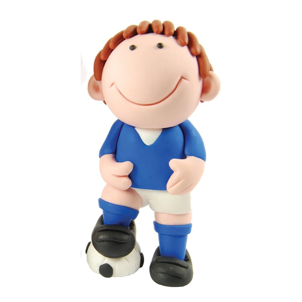 Anniversary House Football Cake Topper Keepsake Set, Blue Resin Birthday Cake Decorations, 2-Piece with Motto, CD102B