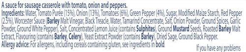 Homepride Sausage Casserole Oven Bake Cooking Sauce - Low in Saturated Fat, Vegetarian, 485g
