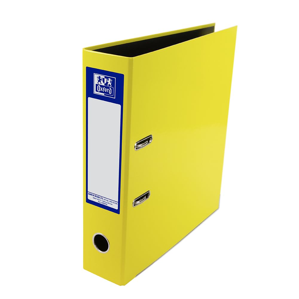 Oxford Premium A4 Lever Arch File - Heavy Duty Filing | 70mm Spine | Yellow 1