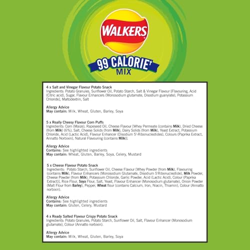 Walkers 99 Calorie Mix Multipack Snacks Crisps 18 Pack