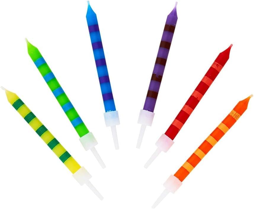 Talking Tables Colourful Rainbow Birthday Cake Candles with Holders | Pack of 24 Mini Candles 7