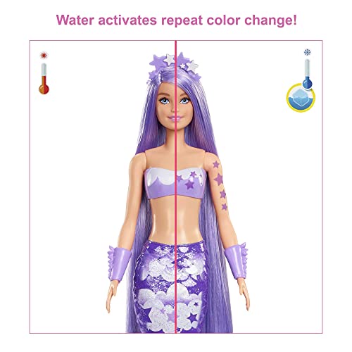 Barbie Colour Reveal Mermaid Doll - Metallic Blue with Rainbows - 7 Surprises (HCC46)
