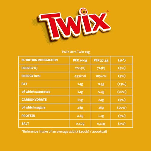 Twix - Xtra Salted Caramel Chocolate Biscuit Twin Bar, 75g