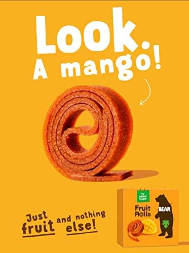 BEAR Mango Yoyos Fruchtrollen – 100 % echte Fruchtsnacks mit Sammel-Infokarten (18 x 20 g)