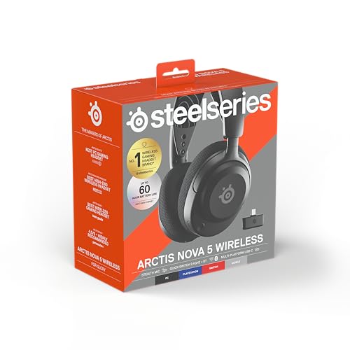 SteelSeries Arctis Nova 5 Wireless - Gaming Headset for PC, PS5, PS4, Switch, Xbox - 60H Battery, 2.4GHz & Bluetooth, ClearCast Mic