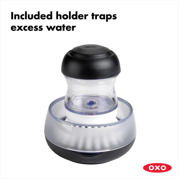 OXO Good Grips Soap Dispensing Palm Brush Storage Set with Holder | Durable Nylon Bristles 4