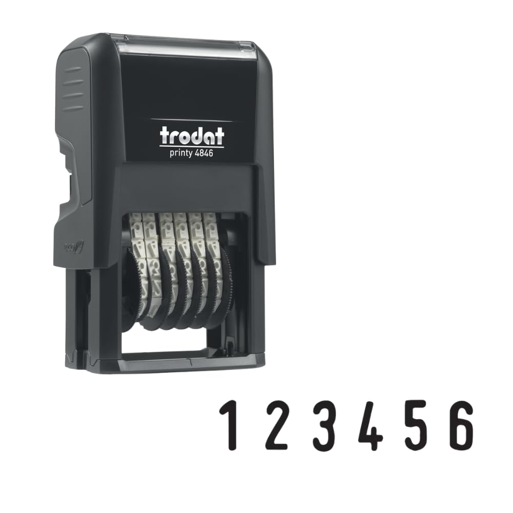 Trodat Printy 4846 Number Stamp - 6 Bands, Black Ink, Impression Size 27mm x 4mm