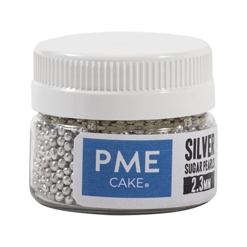 PME - Silver Sugar Pearls Edible Cake Decorations (25g, 2.3mm) 6