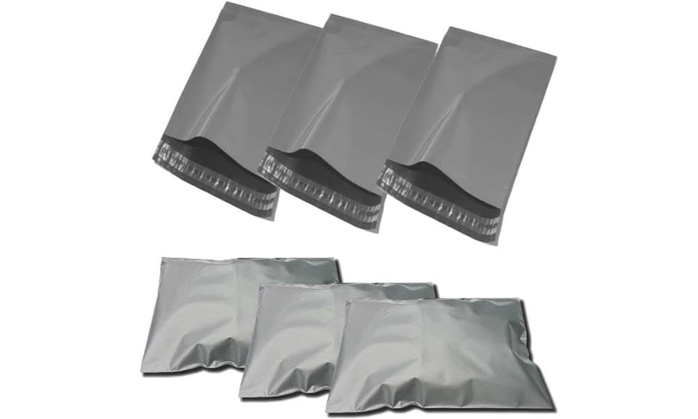 G4GADGET Grey Polythene Mailing Postal Bags - 50 Count, 14' X 21', 50 Micron Thickness 1