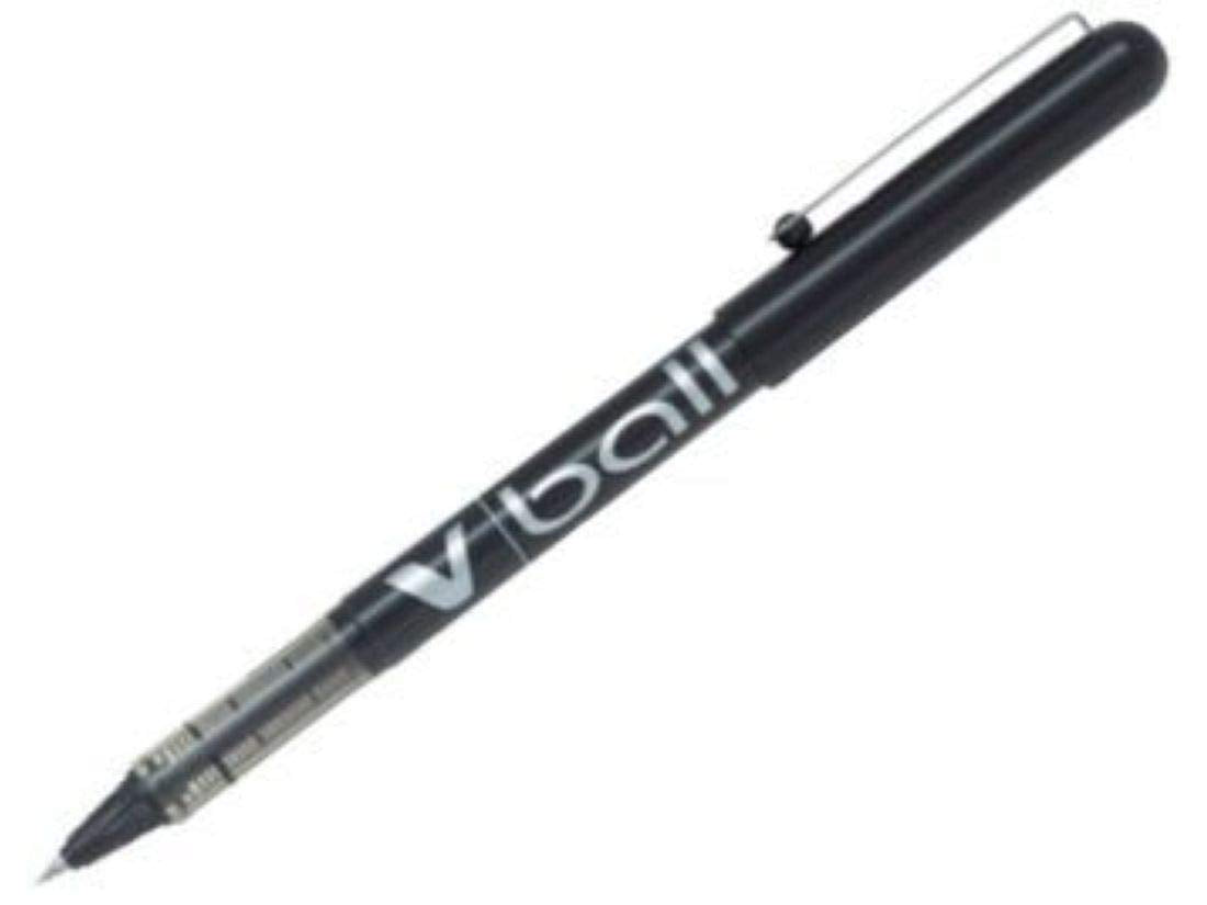PILOT V5 V Ball Rollerball Pen - 0.5mm Metal Tip, 0.3mm Line, Black Ink | Pack of 12