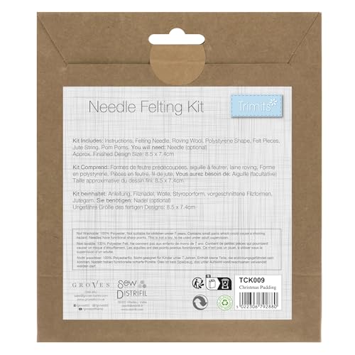Trimits Christmas Pudding Needle Felting Craft Kit - Beginner-Friendly DIY Ornament Set 9