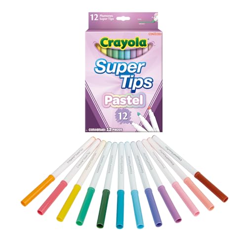 Crayola Bright Supertips Pastel Edition - Washable Felt Tip Pens for Kids, Ages 3+