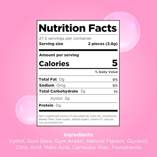 PUR Gum - Natural Bubblegum Flavoured Sugar-Free Chewing Gum (55 Pieces, Pack of 3)