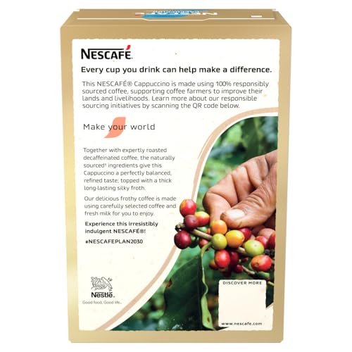 NESCAFÉ Cappuccino Decaf Instant Coffee 7 Sachets - 100% Responsibly Sourced