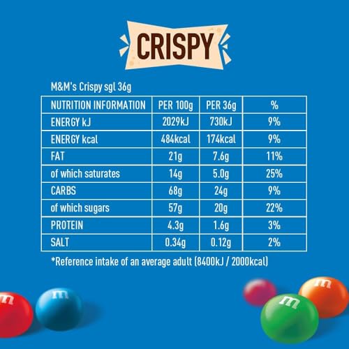 M&M's Crispy Chocolate Bulk Box - 24 Pack Movie Night Snacks, Chocolate Gifts