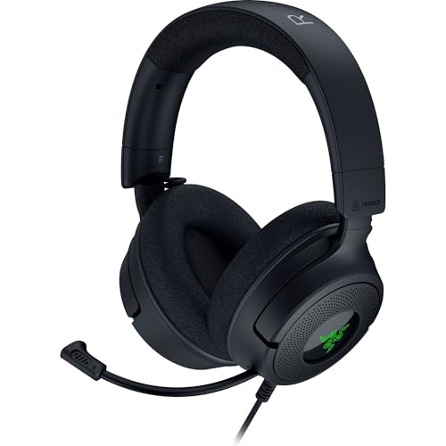 Razer Kraken V4 X - Wired PC Gaming Headset with TriForce 40mm Drivers, 7.1 Surround Sound, Retractable Mic & Chroma RGB - Black