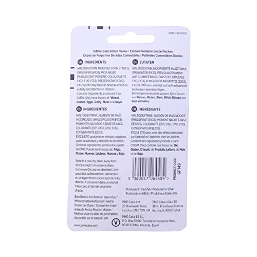 PME Gold Sparkling Glitter Flakes for Cake Decorating (7g) - Pack of 3