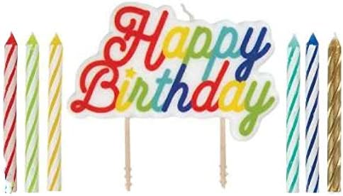 Unique Party 19979 Large Happy Birthday Pick & Spiral Candles - Pack of 12 2
