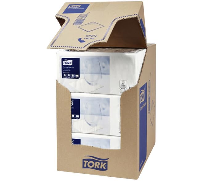 Tork Advanced Cocktail Napkin - 2 Ply White Paper | Pack of 200 | 11.9cm Folded 3