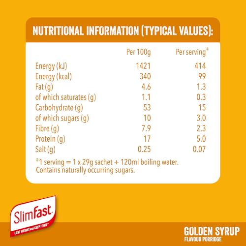 SlimFast Golden Syrup Flavour Porridge, No Added Sugar, High in Protein, 29g 7