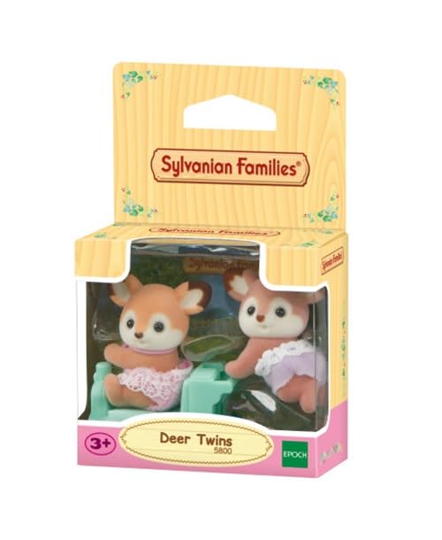 EPOCH Sylvanian Families Deer Twins 5800 with Pushcar | Ages 3+ | Colourful PVC Figures 2