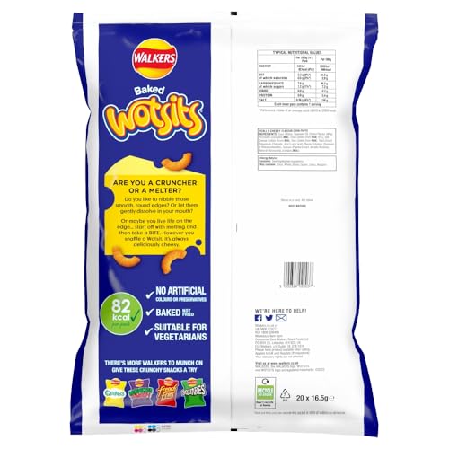 Walkers Wotsits Really Cheesy Multipack Snacks Crisps 20x16.5g