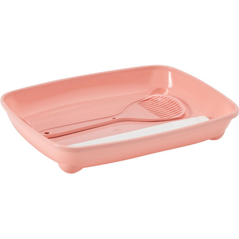 Moderna Kitten Starter Kit - Pan Litter Box with Scoop & Bags | Pink | 36.7 x 27.1 x 6.2 cm