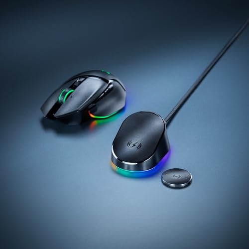 Razer Mouse Dock Pro & Charging Puck - Magnetic Wireless Charging Dock with 8K Hz Transceiver & RGB Lighting
