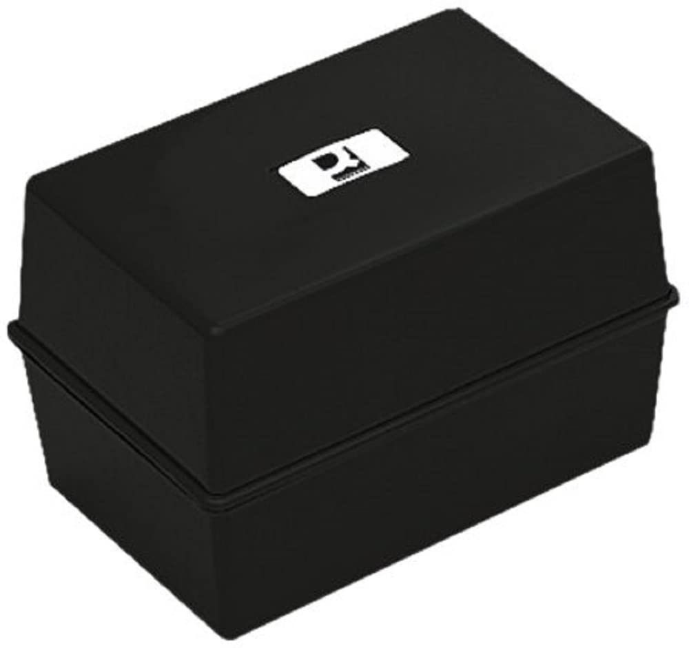 Q-Connect Card Index Box - Durable Plastic Storage | 127 x 76mm | Black 1