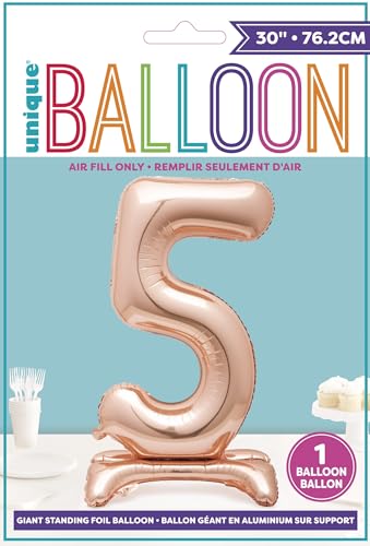 Rose Gold Foil Number 5 Balloon - 76cm Free-Standing Party Decor for Milestone Events 4