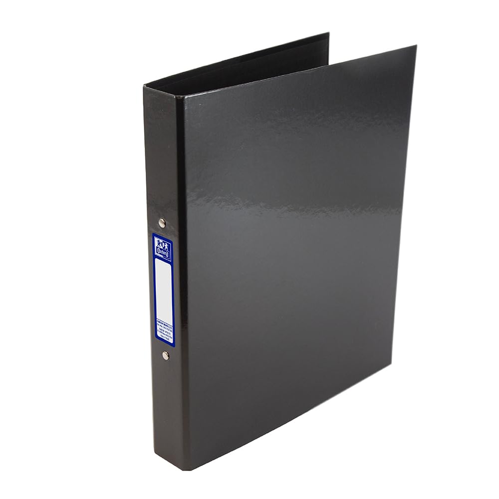 Oxford Premium A4 O-Ring Binder - Charcoal Black | 25mm Capacity | Laminated Paper on Board 1