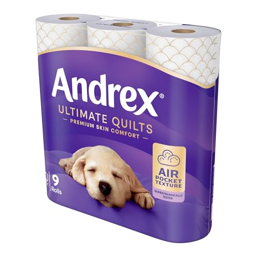 Andrex Ultimate Quilts Toilet Paper 9 Rolls - Air Pocket Technology for Soft, Comfortable Clean 8