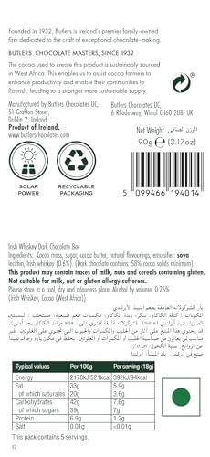 Butlers Dark Chocolate Irish Whiskey Bar 90g 4
