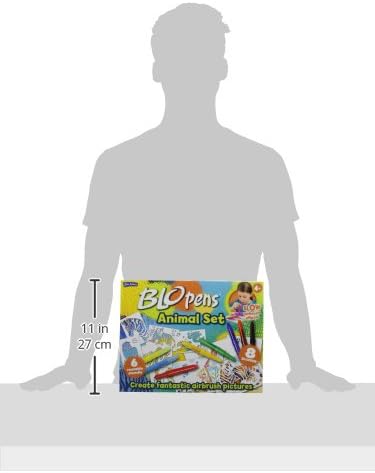 John Adams BLOPENS Animal Activity Set - 8 Colors & 6 Reusable Stencils for Airbrush Drawing 2