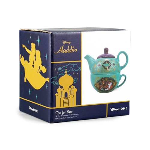 Disney - Aladdin Tea for One Set Black Teapot and Cup Set with Character Illustrations