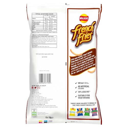 Walkers French Fries Worcestershire Sauce Flavour Multipack Crisps 6x18g