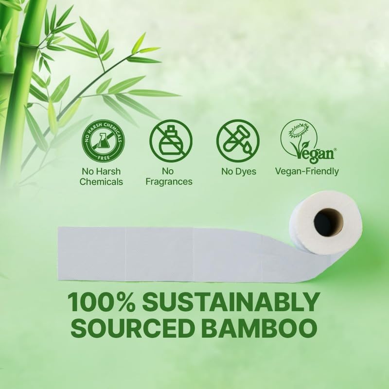 CareBee Bamboo Toilet Rolls - 3-Ply, Unscented, 12 Rolls | Plastic-Free Packaging 5