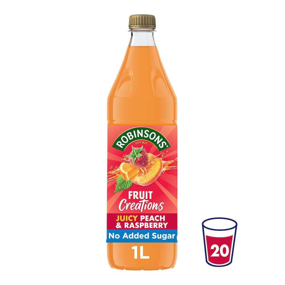 Robinsons Fruit Creations Peach & Raspberry Squash Concentrate | 1L | Low Calorie